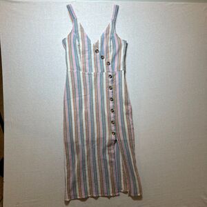 Harper Heritage Striped Dress with Buttons Size Medium NWT cotton